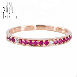 Chất Lượng Cao 18K Rose Gold Antique Tự Nhiên Ruby Đá Quý Kim Cương Stackable Eternity Finger Nhẫn - Product Image 1