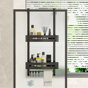 Étagères modernes pour salle de bain en acier inoxydable, paniers suspendus double couche, fixation murale sans perçage pour toilettes - Product Image 1