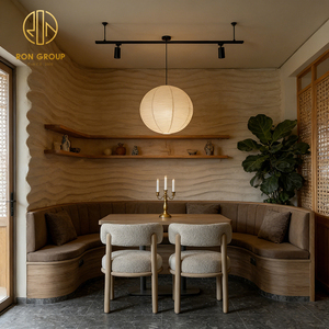 Modern Customized Square Wooden Tables with Shearling Upholstery Chairs with Booth Seating for Coffee Shop <strong>Restaurant</strong> Furniture - Product Image 2