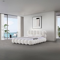 Meubles de chambre à coucher de luxe ensemble de lits modernes en bois double simple et queen size cadre de lit king size avec tête de lit en tissu