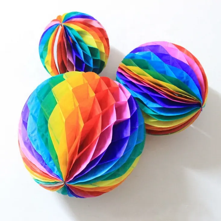 Rainbow Wedding Honeycomb Paper Ball Decor Honeycomb Lantern For Party