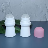 Bouteille à rouleaux en PP de 30ml 50ml 60ml Bouteilles à bille en plastique blanches vides personnalisées pour sérigraphie pour parfum, déodorant et huile essentielle