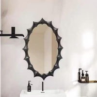 Miroirs de salle de bain ovales irréguliers en bois 50x70cm, miroirs muraux décoratifs cosmétiques haut de gamme, vente en gros, dropshipping DDP
