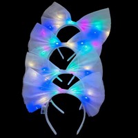 Bandeau de Noël à prix d'usine avec lumières LED colorées Décorations de fête pour femmes et filles Accessoires pour cheveux à grand arc