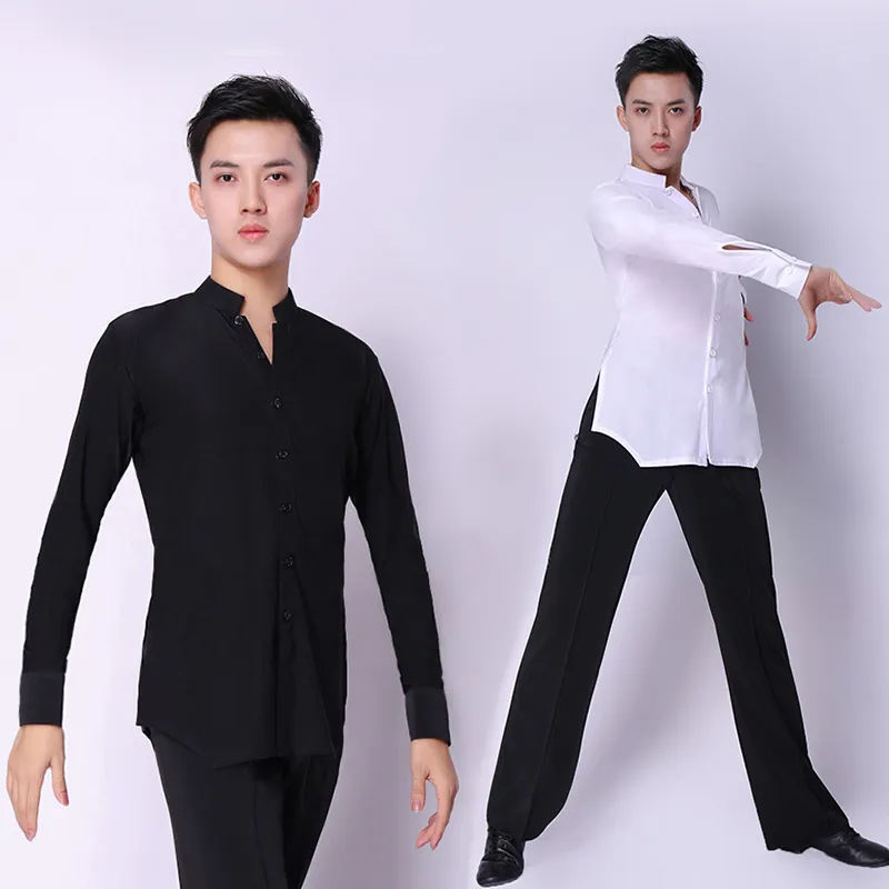 Mens Latin Dance Shirt Men Ballroom Dancing Shirts Male Long Sleeve