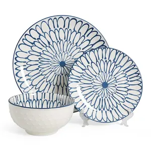 Almaaly stoviglie sottosmalto stampa tampone ceramica da tavola include piatto da pranzo in porcellana Set ciotola per insalata 12/18 pz set da cena