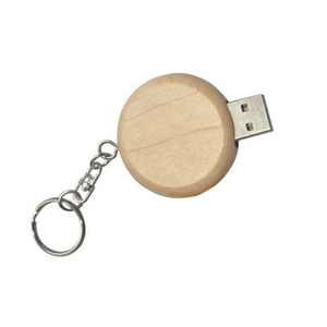 Pendrive USB redondo de madera Logotipo personalizado Caja de memoria USB de madera 3,0 2,0 64GB 16GB controlador de pulgar de bambú con llavero - Product Image 5