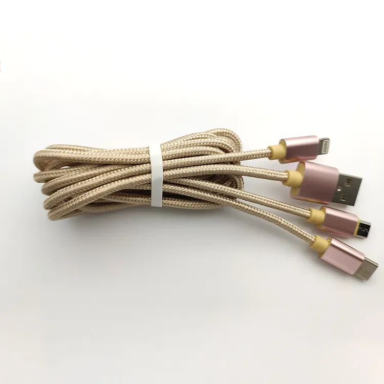 Best-seller de três-em-um de dupla porta USB carregador cabo 3-em-1 USB móvel cabo de carregamento de dados