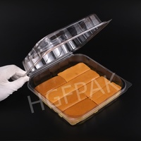 Boîte à hamburger carrée transparente en plastique jetable de 64 oz avec couvercle à charnière, en RPET/PET, pour pâtisserie, gâteaux et plats à emporter