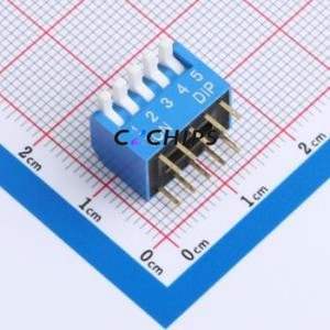 DL-05LT DIP Switch Through hole Component (THT),P=2.54mm Switch Piano Key Single Pole Single Throw 5 2.54mm - Product Image 1