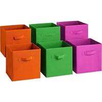 Multi Green 6 Pack -Foldable Cloth Storage Cube Basket Bins Organizer Multi - Purple Green Orange