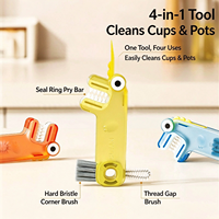 Brosses de nettoyage pour biberons, avec brosse de détail pour couvercles et pailles, motif dinosaure