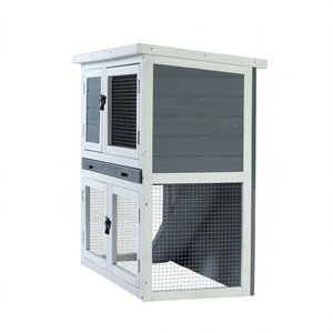 Casa para mascotas de madera maciza de dos niveles, color gris oscuro, fácil de limpiar, para conejos, perros, gallineros, uso en exteriores - Product Image 1