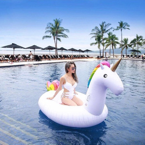 White Unicorn <b>Inflatable</b> <b>Float</b> With Rainbow Design For Swimming Pool And Beach Use - Product Image 2