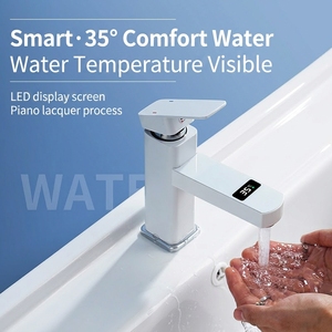 <span class=keywords><strong>Rubinetto</strong></span> da Bagno Intelligente in Acciaio Inox con Display Digitale della Temperatura, Nero, <span class=keywords><strong>Bianco</strong></span>, Oro, 11.5/7 Pollici, Prezzo all'Ingrosso - Product Image 1