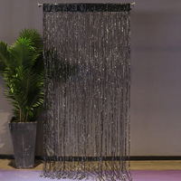 Rideau à franges scintillantes en gros, rideau de cordes à sequins noirs, décoration événementielle et d'intérieur, rideau de cordes à paillettes noires, toile de fond de mariage