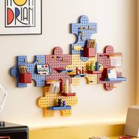 JOOHUB Étagère de séparation pour entrée, panneau perforé mural DIY sans perçage, rangement classique pour blocs de construction en plastique