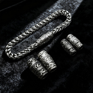 Bracelet à boucle magnétique en acier inoxydable, chaîne rétro, bijoux unisexes pour hommes et femmes, style européen américain, design moto - Product Image 2