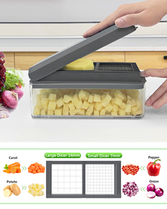 2-in-1 <b>Multifunctional</b> Manual <b>Vegetable</b> Chopper & Slicer Dicer for Onion Fruit, 2 Stainless Steel Blade - Product Image 2