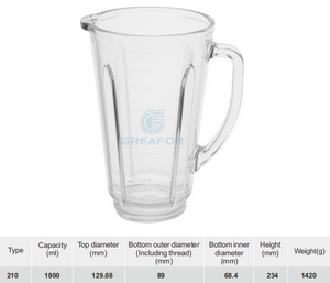 210 bocaux en verre Commercial de grande taille 1800 ml pièces de rechange pour mélangeur - Product Image 5