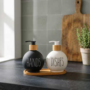 500ml Touchless Eco-Friendly Liquid Soap Dispenser <b>Set</b> (Glass) Bamboo Stand Modern Design for Household Kitchen & Toilet Use - Product Image 3