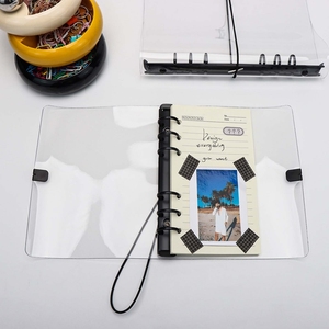 A5 A6 Ringbuch-Einband Schwarz, Notizbuch-Hülle aus dickem PVC, <span class=keywords><strong>Journal</strong></span>-Planer-Einbände, transparenter Budget-Ordner mit Gummibandverschluss - Product Image 6