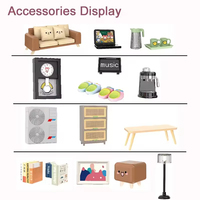 Neu Eingetroffene Geschenke Plastik Mini 3D Puzzle Bausteine Puppenhaus Spielzeug DIY Landhaus Miniatur Wohnzimmer Thema mit LED-Beleuchtung