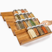 Organisateur de tiroir à épices en bois d'acacia sur mesure, 4 niveaux, extensible, plateau à épices en bois, support de rangement pour assaisonnements de cuisine