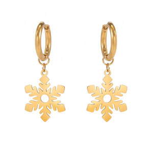 Luxury 14k 18k Gold Plated 316L Stainless Steel <b>Titanium</b> Fashion Drop Jewelry Snowflake Earrings for Women - Product Image 4