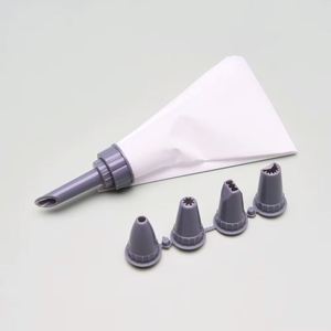 Ensemble de 5 douilles à pâtisserie DIY pour glaçage, poches à douille en silicone, ensemble de 4 douilles, outils et accessoires de décoration de gâteaux - Product Image 4