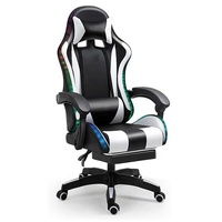 Anji Factory, precio bajo, silla de cuero rosa y blanco, Pc, Silla Gamer, masaje, vídeo, ordenador, sillas para juegos con luces LED y altavoces