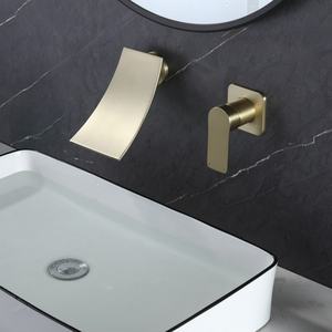 Grifo Monomando de Latón con Cartucho Cerámico, Sin Contacto, de un Solo Orificio, Montado en la Pared, Dorado, Clásico, Moderno, para Baño y Cocina, Automático - Product Image 5
