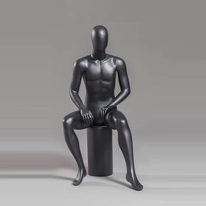 หุ่นแสดงของผู้ชายแบบเต็มตัวทำจากพลาสติกสีดำด้านโชว์ติดหน้าต่างแฟชั่น - Product Image 6