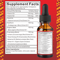 Complément Liquide de Gouttes de Poivre de Cayenne, Vitamine D3 K2, Racine de Betterave, Cannelle de Ceylan, Curcuma, Curcumine, Extrait de Berbérine
