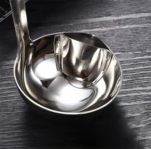 Cucharas separadoras de aceite de sopa de acero inoxidable, colador de sopa antiincrustante, cuchara Skimmer para Cocina