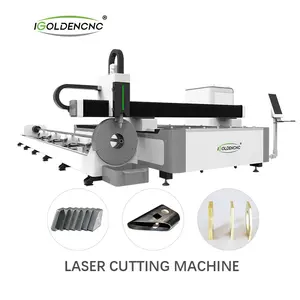 Cortador laser de fibra, tubo de aço cnc, 1000 w 1500w 2kw ipg 3015, máquina de corte a laser de fibra de metal com dispositivo rotativo