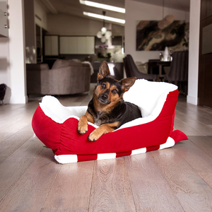 Acogedora cama de lujo para perros Unique <span class=keywords><strong>Fun</strong></span> Holiday Christmas Sleigh Style Diseño moderno antiansiedad Altamente duradero Lavable para uso en invierno - Product Image 2