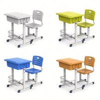 Ensemble bureau et chaise réglables pour étudiants avec tiroir et structure métallique pour l'étude en classe