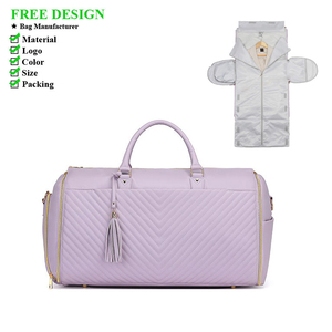 2025 사용자 정의 여성 PU 가죽 의류 가방 더플 접이식 휴대용 가방 비즈니스 여행 더플 가방 - Product Image 1