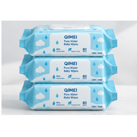 Lingettes humides pour bébé à l'eau pure, 80 unités, sous marque privée, paquet souple avec couvercle à clapet, OEM ODM