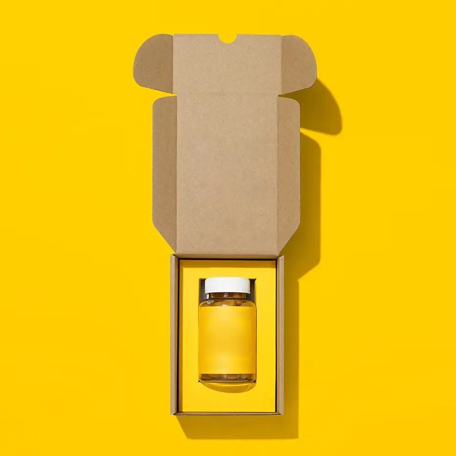 Paket pengiriman ramah lingkungan kemasan kotak madu lebah dengan sisipan untuk botol suplemen kesehatan
