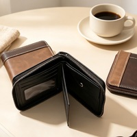 Dompet Zipper Kulit PU Pendek Modis dengan Warna Patchwork untuk Pria, Dilengkapi Kantong Koin, Kapasitas Besar dengan Banyak Slot Tempat Kartu
