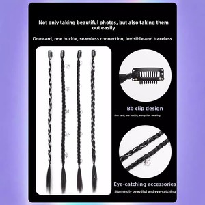 Accesorios para el cabello de mujer: Cola de caballo trenzada larga con anillo, de <span class=keywords><strong>material</strong></span> de alambre resistente al calor y colorido. - Product Image 4