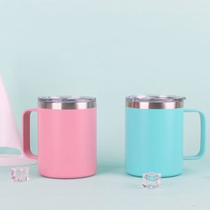 Mug de voyage isotherme en acier inoxydable à double paroi de 12 oz, personnalisé en usine, avec poignée et logo gravé, pour le camping (14 oz) - Product Image 3