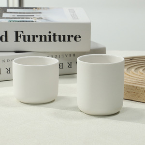 Elegante Tarro blanco mate Color sólido Cilíndrico Cerámica Vela Tarro Vela Contenedor para la fabricación de velas - Product Image 4