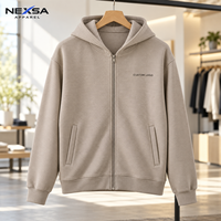Sweat-shirts et sweats à capuche pour hommes, personnalisés, à étiquette privée, couleur beige clair, côtelés, entièrement zippés, avec motif graphique, en coton, décontractés, de qualité supérieure, vente en gros