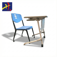 Table et chaise d'école modernes gris foncé, durables, réglables en hauteur, plateau en bois, pieds en métal, taille personnalisable pour l'école primaire