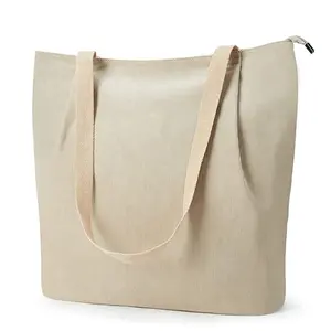 Tas tangan katun Fashion wanita 2023 tas bordir alami dengan Logo cetak gaya wanita tas Tote pasar belanja lapisan poliester