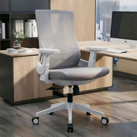 Chaise de bureau ergonomique en maille avec dossier rembourré, coussin d'assise, support lombaire et base rotative pour