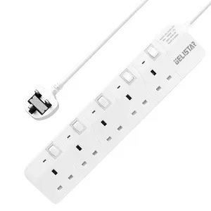 electrical supplies 5 way universal uk style socket outlets multi adaptor power strip